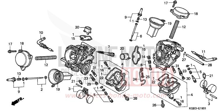 VERGASER (EINZELTEILE) von Shadow VT125C MUTE BLACK METALLIC (NH359) von 1999